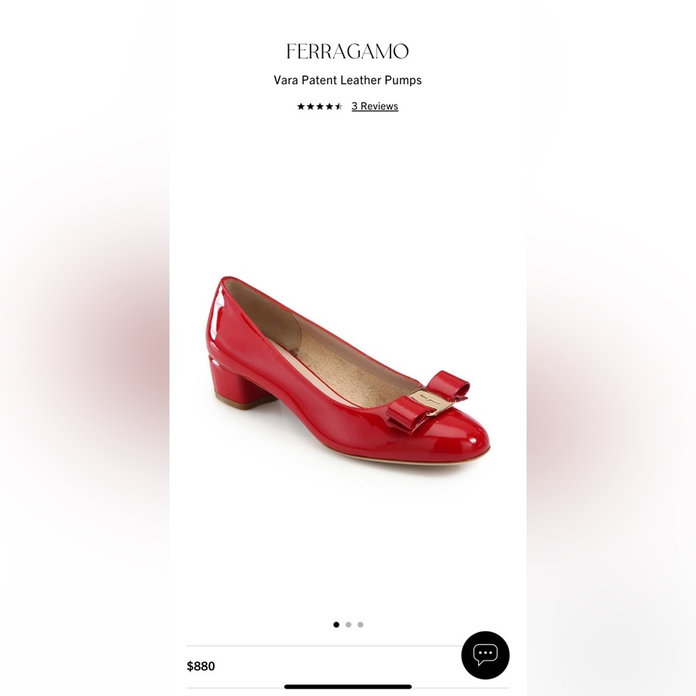 New Salvatore Ferragamo Red Vara Patent Leather Pumps size 6